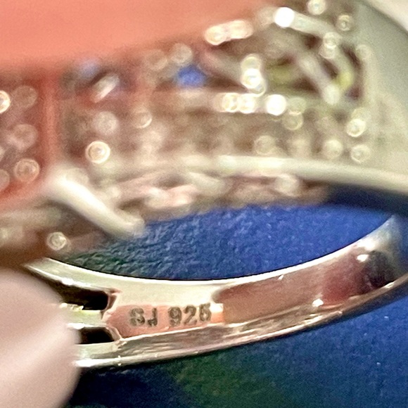 SJ 925 Square Princess Cut Diamond Ring - Picture 8 of 11